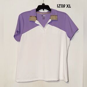 Izod Purple and White Golf Shirt XL